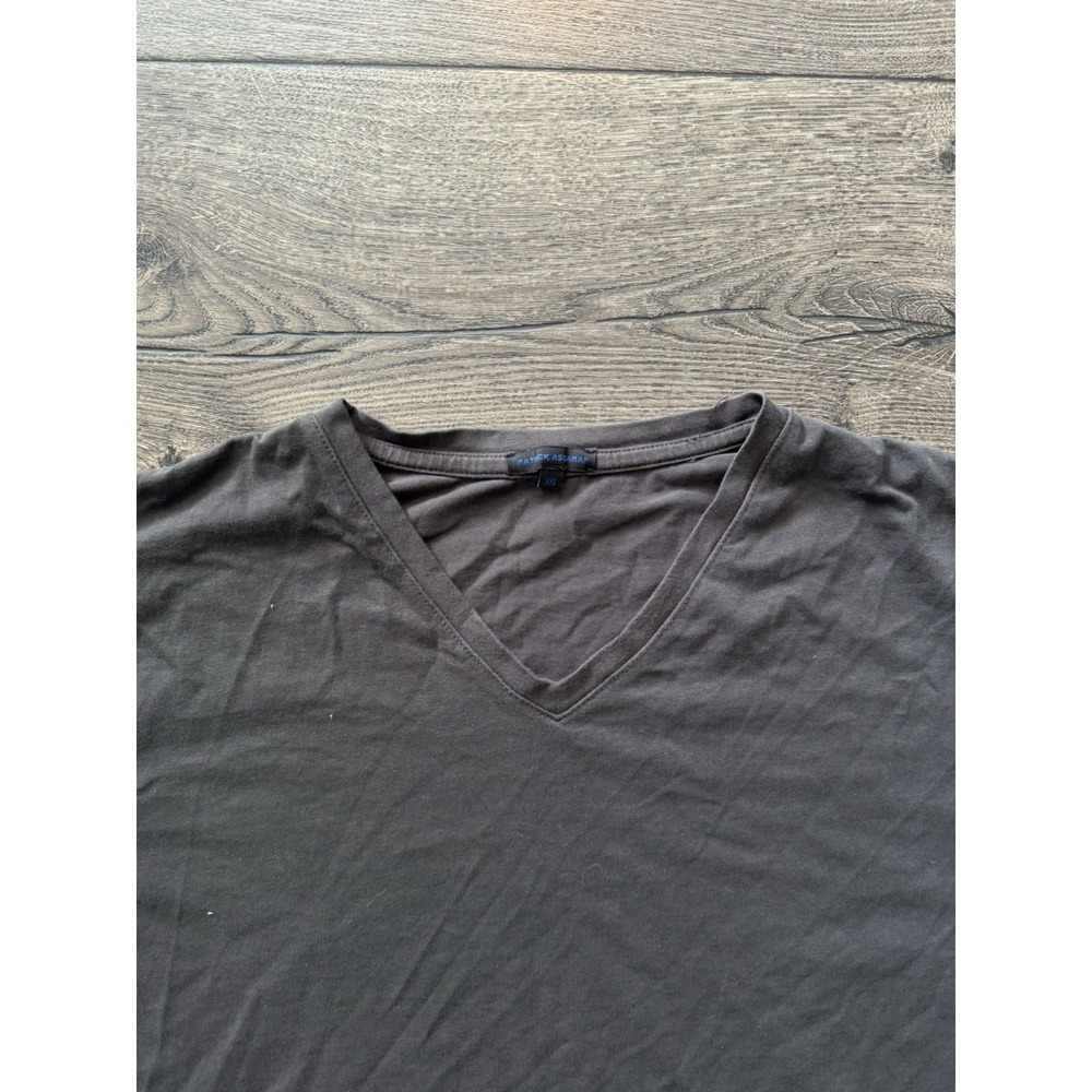 Patrick Assaraf Shirt Mens XXL Gray Pima Cotton V‎ Neck Short Sleeve - Picture 4 of 11